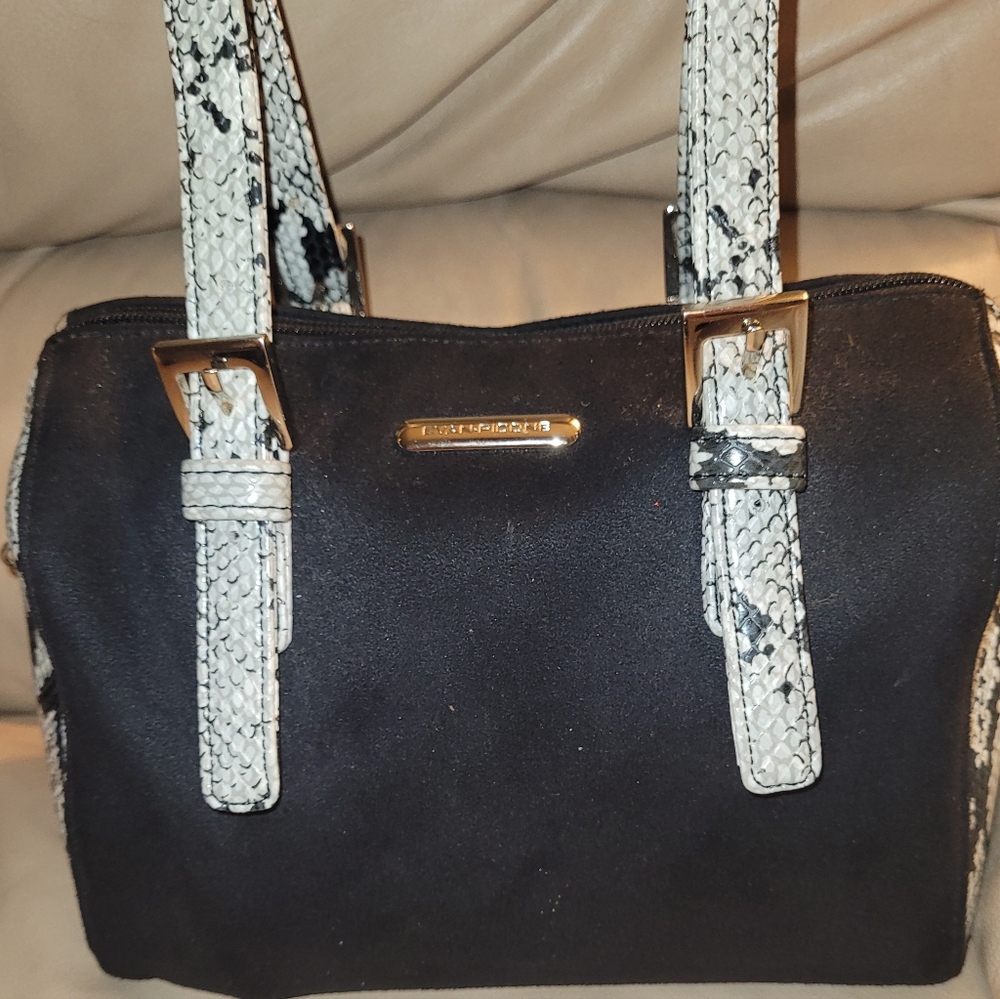 Evan Picone Black Velvet And Python Gray Bag - image 2